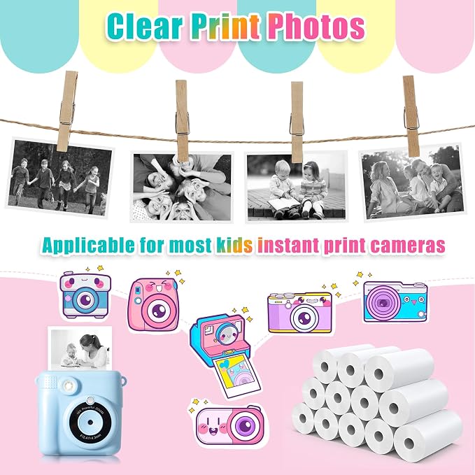 16 Rolls Instant Print Camera for Kids Refill Print Paper - Image 3