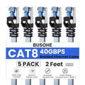 BUSOHE Cat 8 Ethernet Cable 2 FT 5 Pack, Nylon Braided High Speed Heavy Duty by BUSOHE
