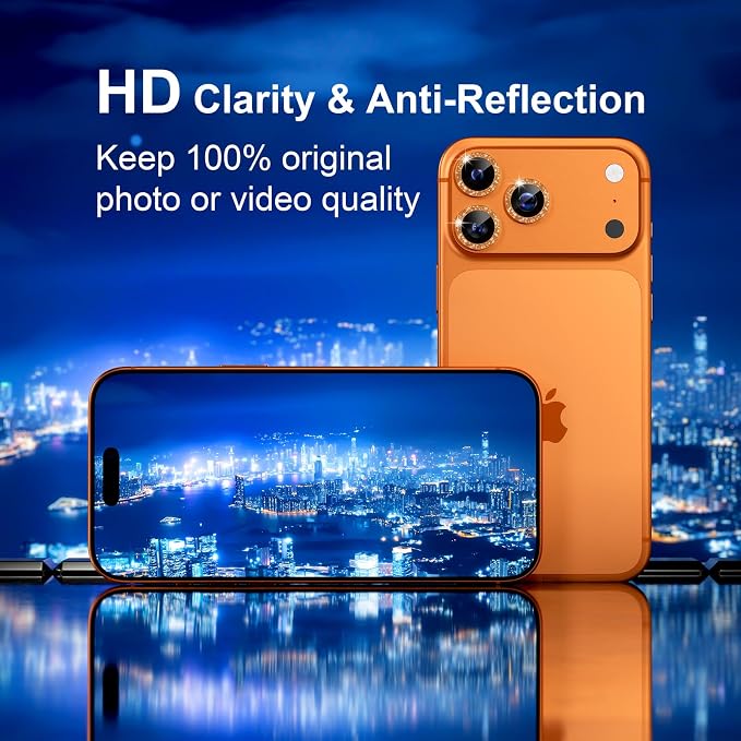 Misea Compatible for iPhone 17 Pro/iPhone 17 Pro Max Camera Lens Protector Bling - Image 4