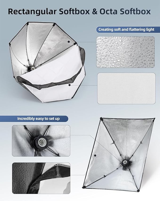 Skytex Softbox Lighting Kit 3Pack, 20x28in Soft Box | 135W 5500K E27 Bulb - Image 4