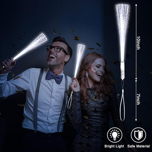 12 Pack White Glow Sticks Light Up Fiber Optic Stick Glow Wands Bulk - Image 2