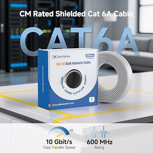 Cable Matters 10Gbps in-Wall Rated 23AWG Bare Copper Shielded Cat 6A Cable - - Image 3