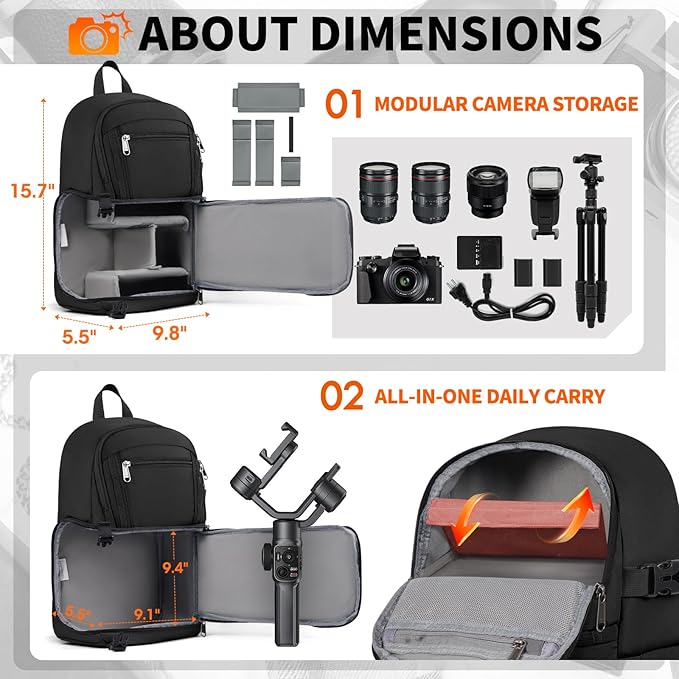 RAINSMORE Camera Bag Small DSLR & Mirrorless Camera Case - Image 2