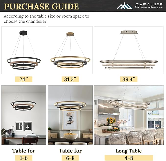 3 Ring LED Chandelier Nickel Rectangular Chandeliers 39in Wood Printed Oval - Image 4