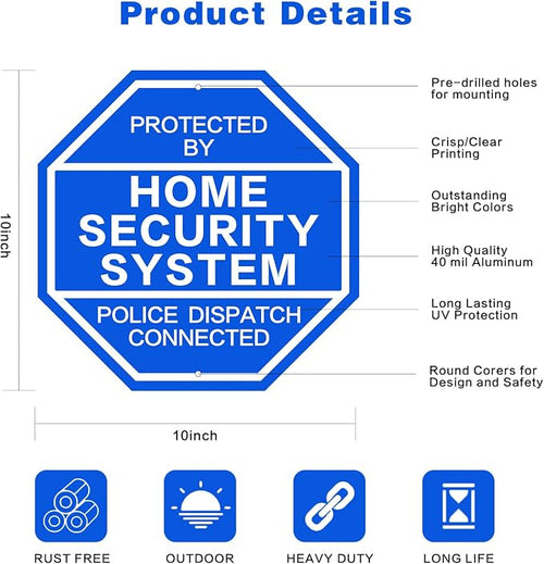 2Pack 10'' x 10'' Reflective Aluminum Home Security Sign, Weatherproof Yard - Image 2