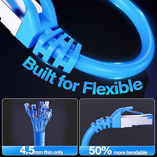 Cat6A Ethernet Cable Shielded 10Gbps 20 ft, Slim Shielded Ethernet Cable Cat 6 - Image 4