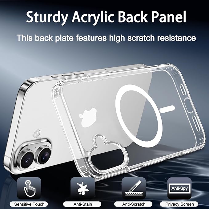 for iPhone 16 Case Clear with Privacy Screen Protector and Full Camera - Image 2