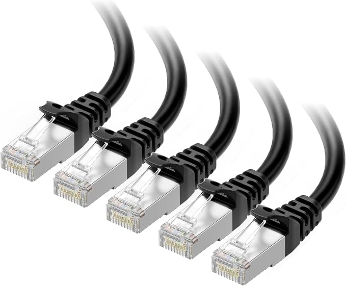 Cable Matters 10Gbps 5-Pack Snagless Short Shielded Cat 6A Ethernet Cable - 3ft by CableMatters