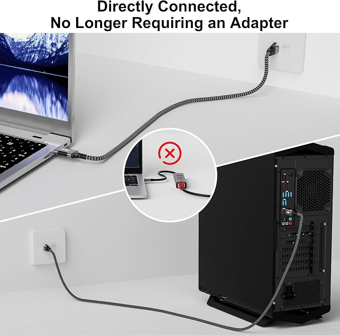 USB to Ethernet Cable 40 FT, 3.0 A Male to RJ45 Male Cord, Directly Connected - Image 2