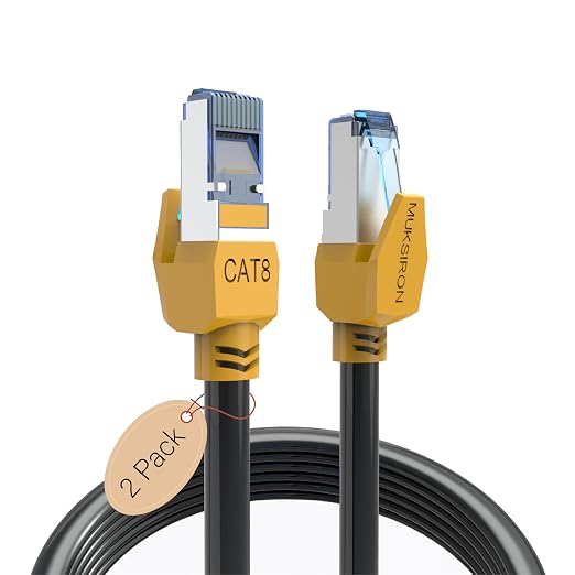 Cat 8 Ethernet Cable 6 ft 2 Pack, 40Gbps High Speed Gaming Network Cable by MUKSIRON