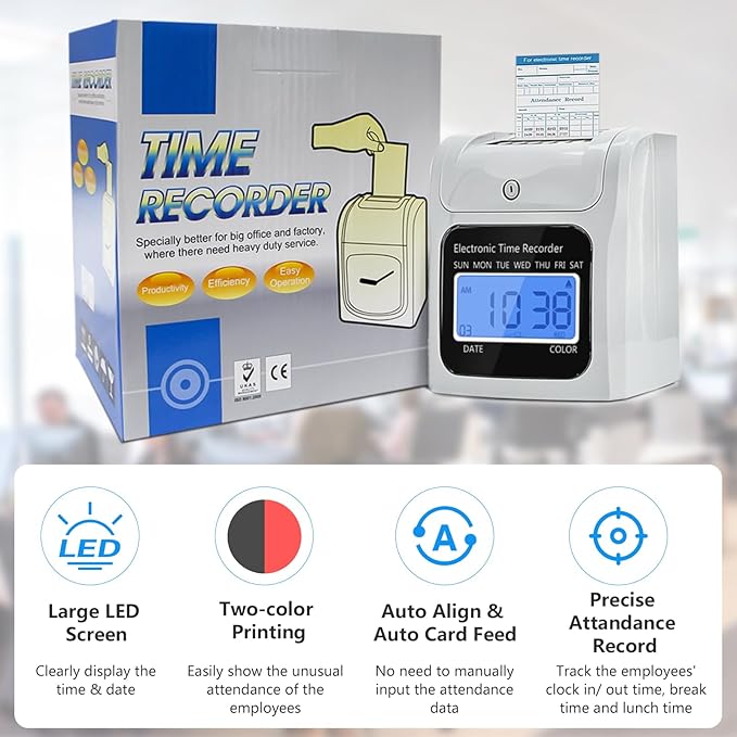 TooCust Time Clock Bundle with 200 Time Cards, 4 Ink Ribbons, 2 Ten-Slot Time - Image 2