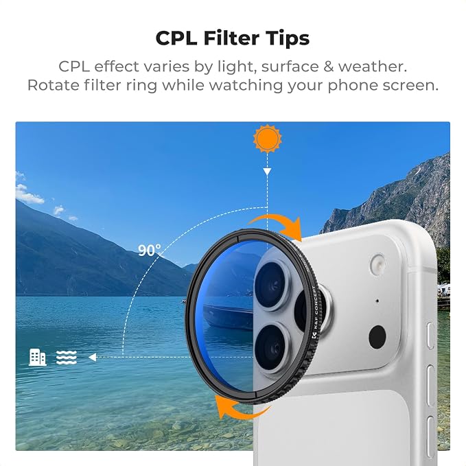 K&F CONCEPT 67mm Press-on CPL Phone Lens Filter Kit, Polarizing Filter - Image 8