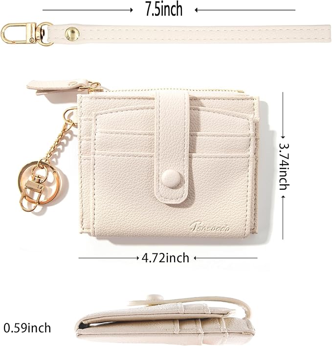 Keychain Wallet Wristlet Small Credit Card Holder Bracelet Key Chain Purse - Image 2