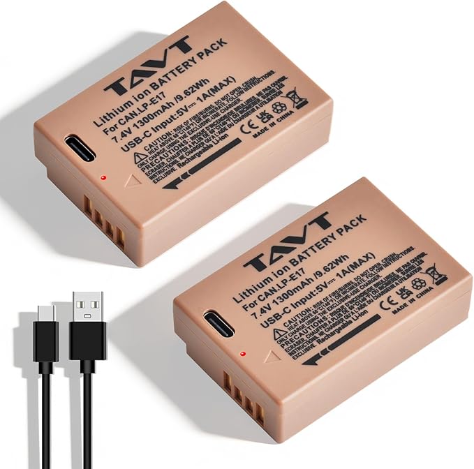 2-Pack LP-E17 Battery, USB-C R50 Battery Compatible by TAVT