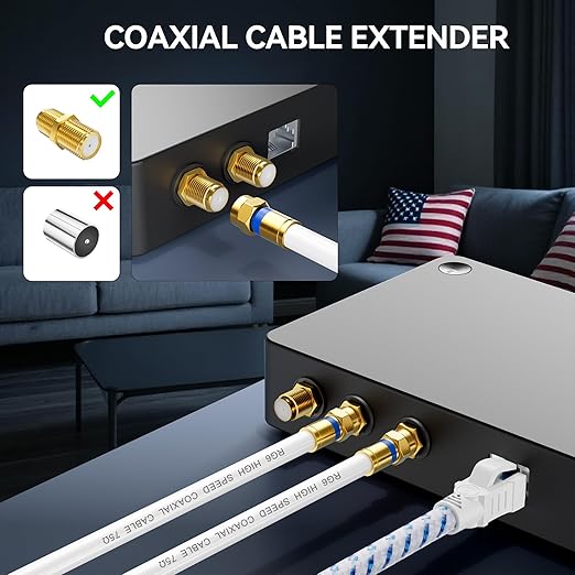Coaxial Cable 6ft 5Pack, RG6 Coax Cable Cord Extender - Image 4