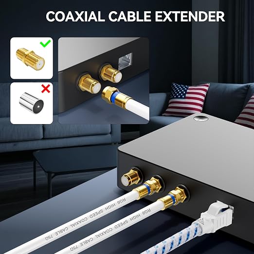 Coaxial Cable 10ft 5Pack, RG6 Coax Cable Cord Extender - Image 4