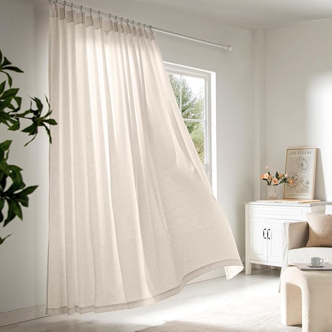 Memory Trained Pinch Pleated Curtains 108 Inches Long, Viral Linen Pinch Pleat - Image 2