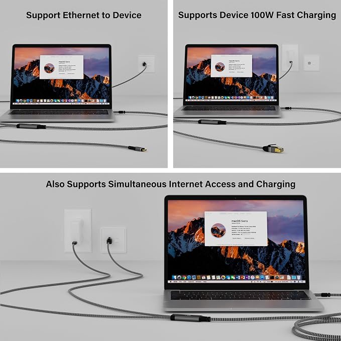 Ethernet to USB-C Cable, 6 FT, Type-C to RJ45 Cord - Image 3