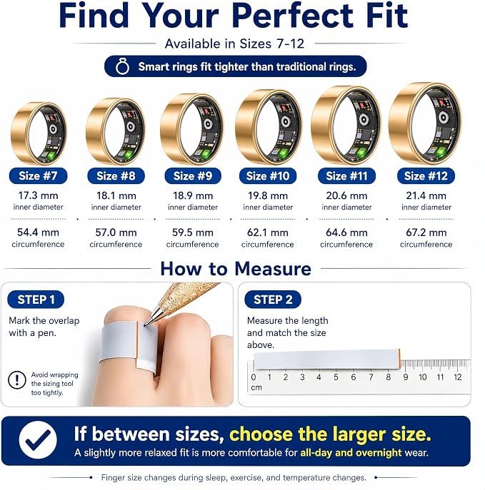 Smart Ring for Women Men, Sleep Tracking Wearable, Fitness Tracker Ring - Image 2