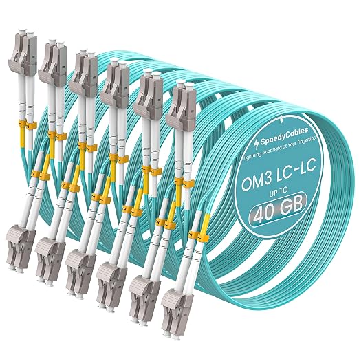 SpeedyCables- LC to LC Fiber Patch Cable 0.2m 6-Pack, OM3 Multimode Fiber Cable by SpeedyCables
