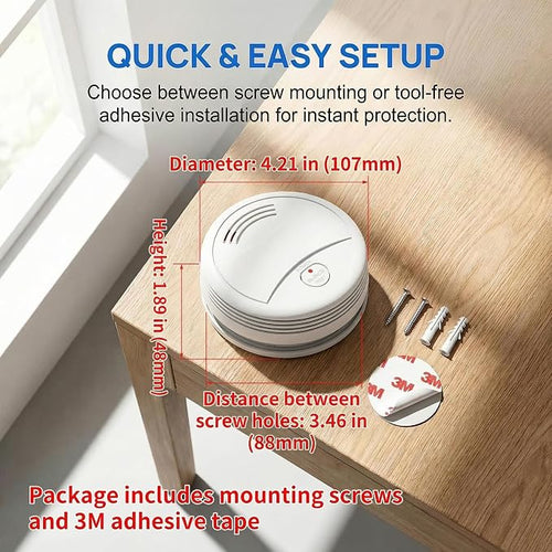 2 Pack Photoelectric Smoke Detector, 10-Year Battery Operated Fire Alarm - Image 2