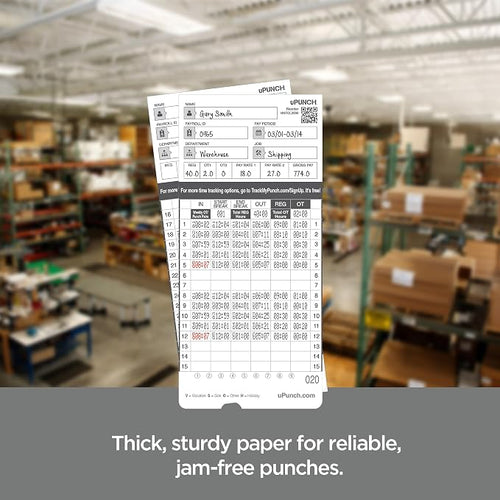 300 uPunch Time Cards for HN4000 AutoAlign Calculating Time Clocks - Image 2