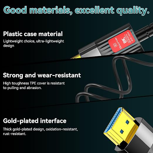 Fiber Optic HDMI Cable 40FT/12M, Long HDMI 2.1 Cable Support 48Gbps High Speed - Image 4