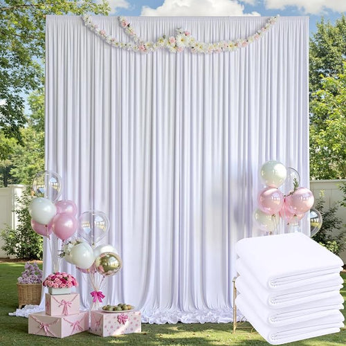 20ft x 14ft Wrinkle Free White Backdrop Curtains - Image 2