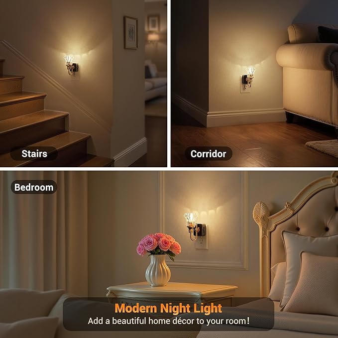 JandCase Night Light, Dimmable Floral Glass LED Nightlight, 0-100 LM Flower - Image 5