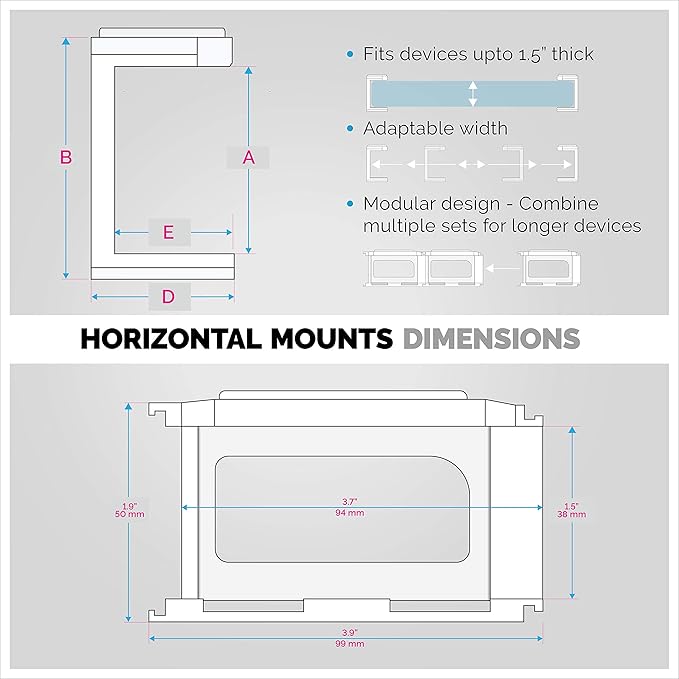 Screwless 1.5" Wide Horizontal Cable Box Mount, Streaming Media Devices & More - Image 3