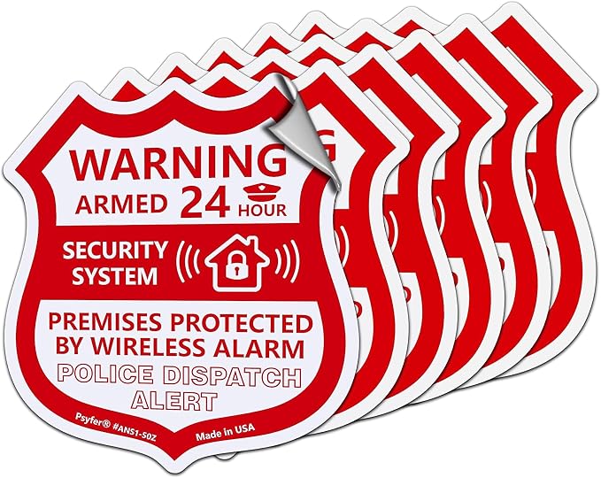 Psyfer® 6 Pack - Alarm Security Outdoor UV Waterproof Window Stickers by Psyfer