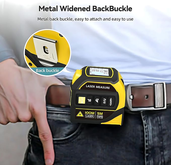 4-in-1 Digital Laser Tape Measure, 16FT Measuring Tape, 328ft Laser Distance - Image 3