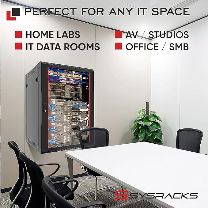 15U Wall Mount Server Rack Cabinet – 19" Network Rack Enclosure, PDU & 2 Shelves - Image 8