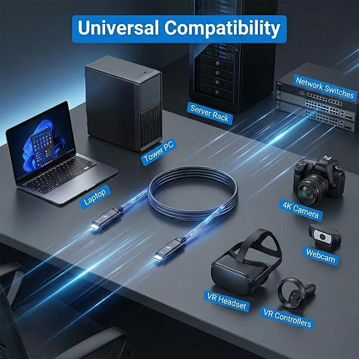 Fiber Optic USB A to USB C Cable 33ft, 10Gbps Active Optical Long-Distance - Image 7