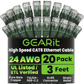 GEARit Cat 6 Ethernet Patch Cable 3 ft Green Cat6 Patch Cables 3ft by GEARit