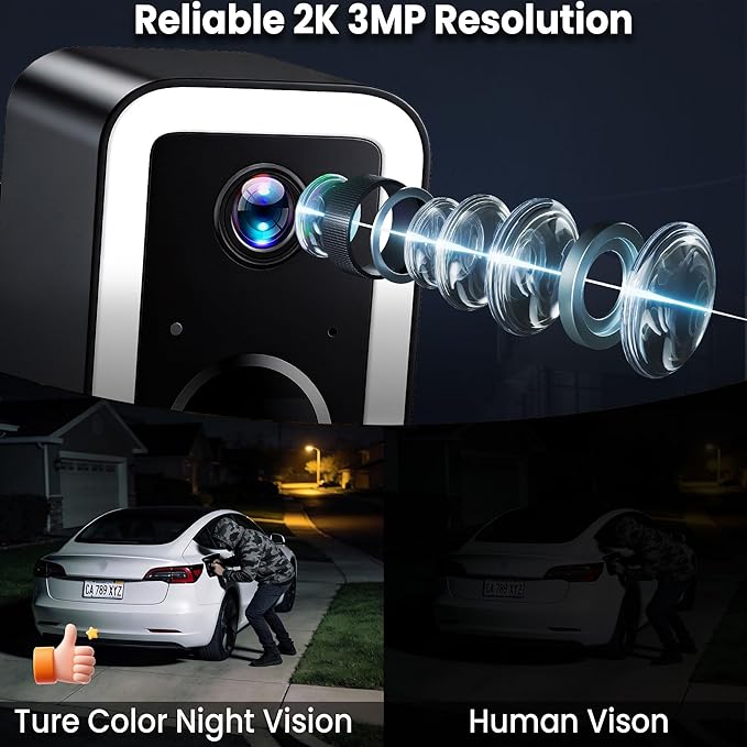 【2 Pack】Security Cameras Wireless Outdoor, Color Night Vision Even in the Dark - Image 3
