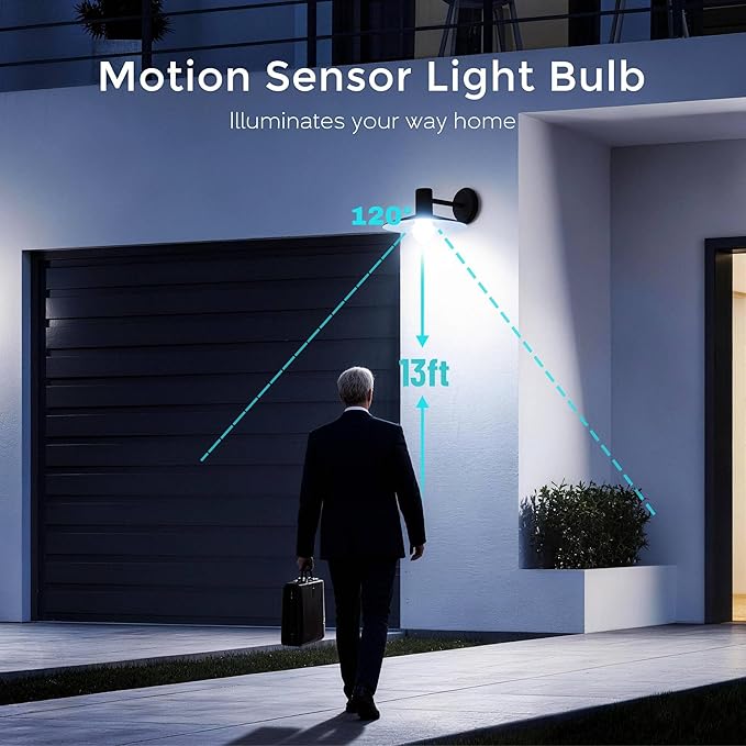 3 Pack Motion Sensor Light Bulbs, 12W Motion Detector Light Bulb, Dusk to Dawn - Image 2