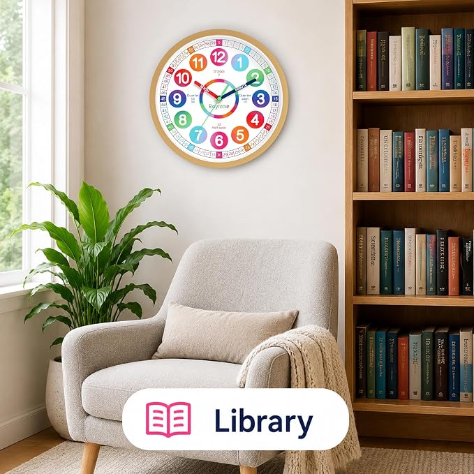 Roymnie Wall Clock Battery Operated 10 Inch Silent Non Ticking Teaching Clock - Image 6