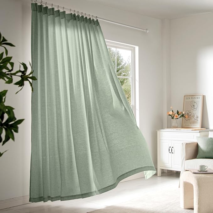 Memory Trained Pinch Pleated Curtains 63 Inches Long, Viral Linen Pinch Pleat - Image 2