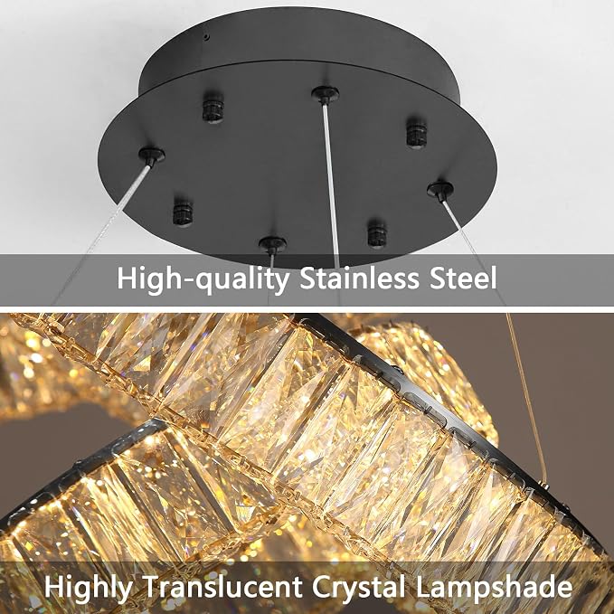 HAIXIANG Modern Crystal Chandelier Dimmable LED Ring Pendant Chandeliers Light - Image 5