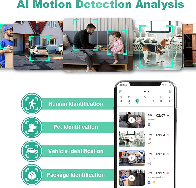 Security Cameras Wireless Outdoor, 2K Battery Powered AI Motion Detection - Image 3