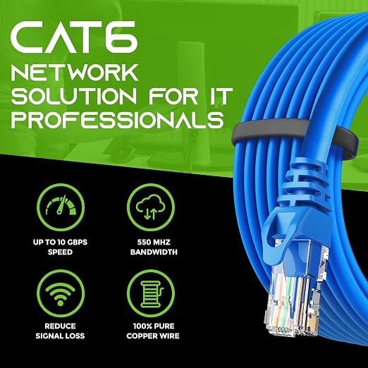 GEARit Cat 6 Ethernet Patch Cable 0.5 ft Blue - Image 8