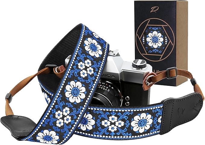 Padwa Lifestyle Blue Flower Camera Strap by PadwaLifestyleCameraStrap