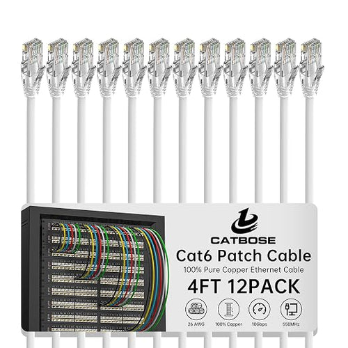 4 Feet Cat6 Patch Cables, Solid Pure Copper Patch Cord, Cat 6 Ethernet Cable by CatBose