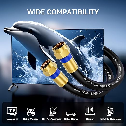 Coaxial Cable 6ft 5 Pack, RG6 Coax Cable Cord Extender - Image 6