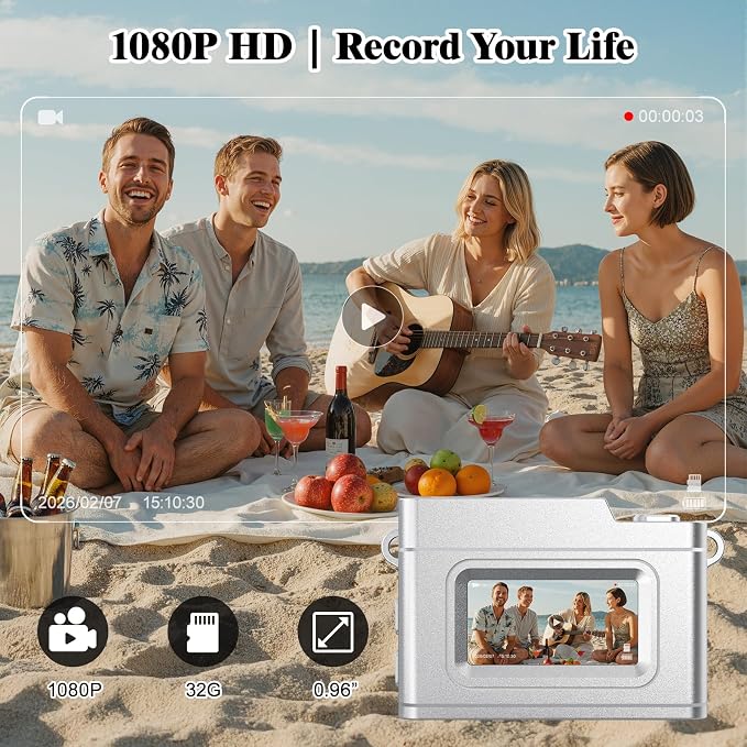 Mini Keychain Digital Camera 1080P, Ultra-Portable Small Retro Camera 32GB Card - Image 8