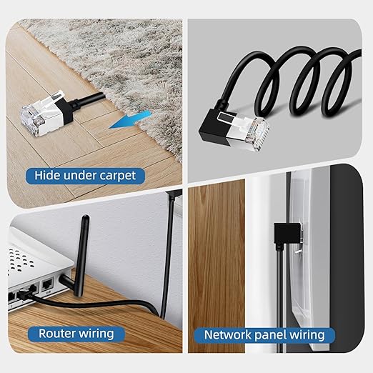 Flexible Cat 6 Ethernet Cable 90° Right Angled 30 Feet, Ultra Thin & Slim Rj45 - Image 4