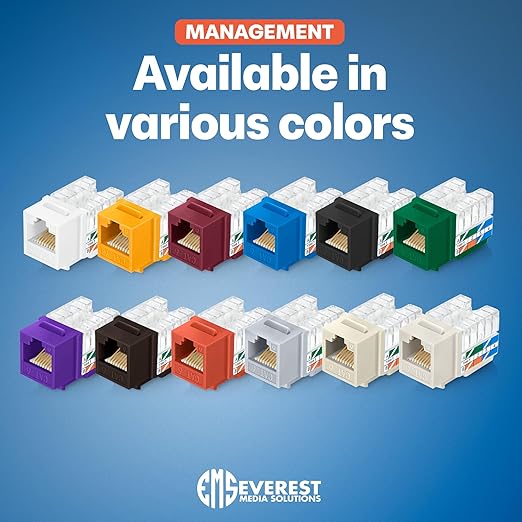 Everest 90° Angled RJ45 Cat6 Keystone Jacks 10-Pack in Purple - Image 7