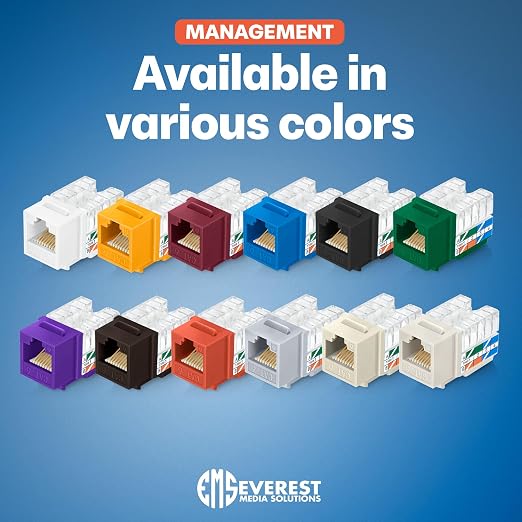 Everest 90° Angled RJ45 Cat6 Keystone Jacks 50-Pack in Brown - Image 7