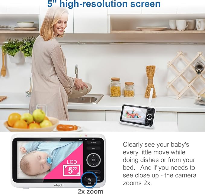 VTech Baby Monitor, No WiFi– 5" Color Screen, 12-Hour Battery, Night Vision - Image 4